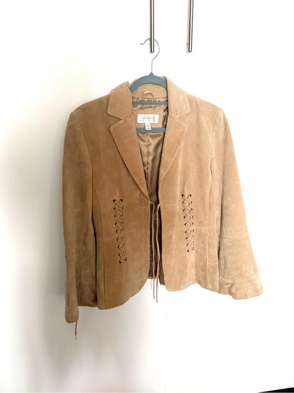 Vintage leather Suede Lace-Up tan Women's Jacket size medium